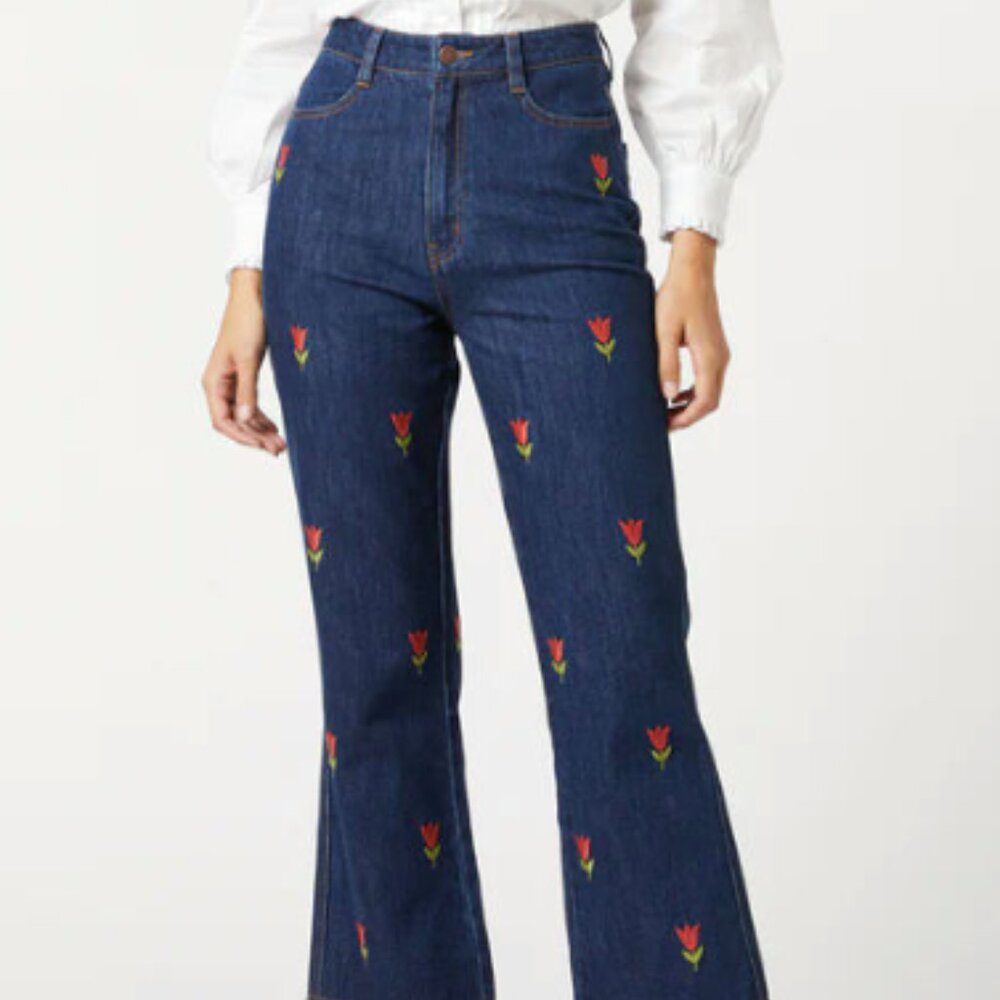 Tulip Embroidered Jean - princess highway - sizes 14 and 16 (AU)